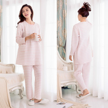 Conjunto de pijama de manga larga para lactancia de maternidad, ropa de dormir para mujeres embarazadas, pijama para lactancia, tejido de invierno térmico 2024 - compra barato
