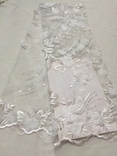 African French Lace Fabric with 3D flowers High Quality African Tulle Lace Fabric with sequins white  3D lace fabric LCD903A 2024 - buy cheap