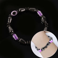 Мужской Магнитный черный/фиолетовый браслет с бусинами гематитовый камень терапия здоровье женский гематитовый магнит браслет с бусинами ювелирные изделия 2024 - купить недорого