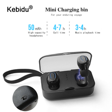 Беспроводные Bluetooth наушники kebidu T18S, 5,0 TWS, мини-наушники, стерео, глубокий бас, гарнитура с зарядным боксом, портативная для телефона 2024 - купить недорого