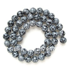 wholesale and retail New product 8mm Natural Japan Snowflake Obsidian Round Loose Beads Accessory Parts For Necklace 15" WJ332 2024 - buy cheap