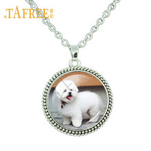 TAFREE Cute Pomeranian Poodle Dog Photo Pendant Necklace Round Shape Glass Dome Charms For Woman Girl Dog lovers Gift FQ12 2024 - buy cheap