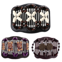 Easy Magic Wood Beads Double Hair Comb Clip Stretchy Women Hair Accessories Hot 2024 - buy cheap