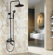 Black Oil Rubbed Bronze Wall Mounted Bathroom Luxury Rain Shower Faucet Set with Dual Handles Bathtub Mixer Taps Wrs381 2024 - buy cheap