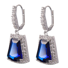 Blue Crystal Zircon Women Earrings 925 Sterling Silver Free Shipping Newest Fashion Jewelry Earrings TE719 2024 - buy cheap