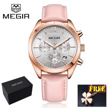 Megir 2018 Women's Leisure Quartz Watches 24 Hours Leather Strap Waterproof Chronograph Wristwatch Lady Relogios Femininos 2115 2024 - buy cheap