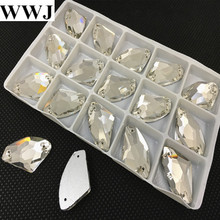 Wholesale AX Shape Galactic Sew On Stones Crystal Clear Color Flatback 2holes 5x10mm,9x14mm,12x19mm,16x27mm Sewing Glass Crystal 2024 - buy cheap