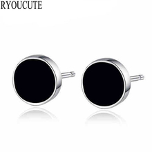 Fashion Silver Color Black Round Earrings for Women Brincos Pendientes Wedding Jewelry 2024 - buy cheap