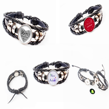 XKXLHJ-pulsera de cuero redonda con patrón de Maitresse, joyería con cabucheta de vidrio, regalo, novedad 2024 - compra barato