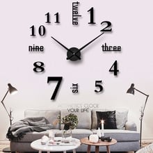 Reloj de pared grande para decoración del hogar, relojes digitales de cuarzo con espejo 3D de Metal EVA acrílico, personalizado, 2018 cm x 100 cm, DIY, 100 2024 - compra barato
