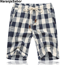 Naranjasabor-shorts casuais masculinos de algodão, camiseta com xadrez e tecido de algodão na moda, roupas esportivas para homens, 5xl, n505, 2020 2024 - compre barato