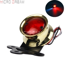 Solid Brass Motorbike Retro 12V LED Rear Brake Tail Light w/ Bracket for Harley Yamaha Cafe Racer Custom License Plate Lamp 2024 - buy cheap