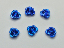 200 Royal Blue Aluminum Metal Rose Flower Beads 6mm Finding 2024 - buy cheap