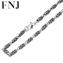 FNJ 6mm Punk Chain Necklaces 925 Silver 50cm to 65cm Fashion Original S925 Thai Silver Women Men Necklace Jewelry Bamboo 2024 - buy cheap