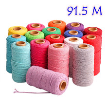 100m Long/100Yard Pure Cotton Twisted Cord Rope Crafts Macrame Artisan String Multicolor Cotton Linen Rope Home Textiles 2024 - buy cheap