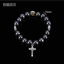 30 pieces / Catholic Saint Elastic Magnetite Cross Bracelet, Random Catholic Image Bracelet 2024 - buy cheap