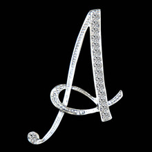 SHUANGR New Rhinestone Crystal Broches Initial Letter Brooch A-S lapel Pins and Brooches Clip Name Jewelry For Women Men Wedding 2024 - buy cheap