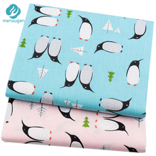 Telas de algodón de dibujos animados de pingüino azul y rosa para cuna de bebé, ropa de cama, Sábana de cojines, funda de almohada, DIY, costura de vestido, medio metro 2024 - compra barato