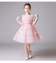 Vestido floral de festa para meninas, alta qualidade, apliques com contas, rosa, tule, princesa, vestido de primeira comunhão 2024 - compre barato