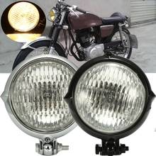 Хромированный черный 4-дюймовый светильник для головы мотоцикла, желтый светильник для Harley Bobber Chopper 2024 - купить недорого