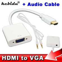 Kebidu compatible con HDMI macho a VGA Fe macho a VGA vídeo VGA convertidor de Audio Cables adaptadores compatible con HDMI a VGA Cable HD 1080P 2024 - compra barato
