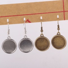 onwear 40pcs blank metal cabochon earring base setting 16mm diy earrings findings for jewelry making antique bronze+silver 2024 - buy cheap