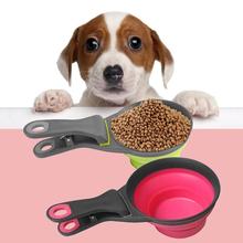 Pet Food Feeder Spoon Measuring Cup Dog Cat Puppy Foldable Scoop Water Bowls Easy to Store Clean Sealed Spoon Clip Pet Supplies 2024 - buy cheap