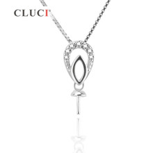 CLUCI 925 sterling silver Tiny crystal Pendant accessary for pearl necklace making, fit 7-8mm pearl,  Women Fine Jewelry SP236SB 2024 - buy cheap