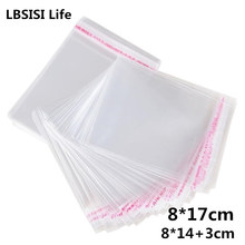 LBSISI Life 1000pcs 8*17cm Packaging Self Adhesive Seal Bags Plastic OPP Clear Pack Jewelry Gift Bag Cookie Bag Poly Bag 2024 - buy cheap