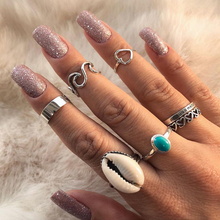 Женское серебряное кольцо в стиле панк с волнистыми кристаллами и кристаллами, набор женских колец для пляжной вечеринки 2024 - купить недорого
