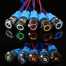 12mm LED Light Metal Push Button Switch 5 Colors 4 Pin annular Car power signal Power Button Switch 3V 6V 12V 24V 220V 2024 - buy cheap