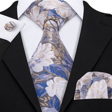 Роскошный свадебный галстук с цветочным рисунком для мужчин, набор из 100% шелковых галстуков для деловых встреч и вечеринок, модный дизайнерский галстук от Barry.Wang, Прямая поставка 2024 - купить недорого