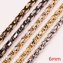 5mm/6mm de largura na moda aço inoxidável prata cor/ouro/preto feito à mão bizantina caixa corrente colar ou Bracelet7-38 "quente 2024 - compre barato