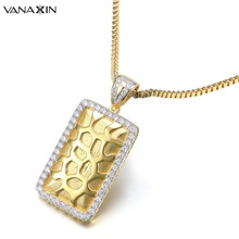 VANAXIN-collares de plata de ley 925 con zirconia cúbica, collares con colgantes cuadrados de Color dorado, estilo Hip Hop, para hombres 2024 - compra barato