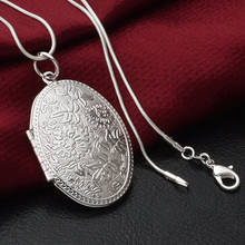 Fancy Fashion Silver Plated Carving Locket Pendant Chain Choker Necklace Jewelry Gift With Photo 5K5P 2024 - buy cheap