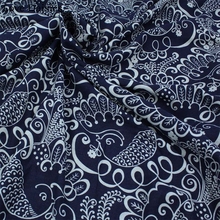 Telas de algodón/Lino con estampado de pájaros de la suerte, mantel hecho a mano, para decoración artesanal, bolsa, ropa, cojines de vestido, azul y blanco 2024 - compra barato