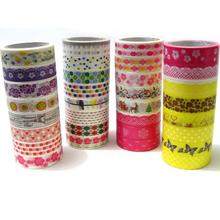 10pcs/lot Newest High quality paper masking tape flower dots lace tower adhesive tape mixed design DIY sticker wholesale 2024 - купить недорого