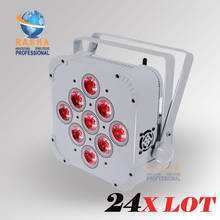 24X LOT Rasha Hex V9 9pcs*18W6in1 RGABW UV Built in Wireless LED Flat Par Light,LED Flat Par Can,Disco Event Stage Light 2024 - buy cheap