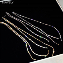 NAWEILY-pendientes de borla Extra largos para mujer, aretes de cristal brillante, Color dorado y plateado, accesorios de falda de fiesta 2024 - compra barato