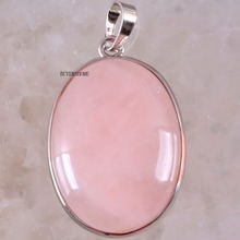 1Pcs Natural Stone Oval CAB Cabochon Bead Pink Crystal Quartz Pendant For Necklace K663 2024 - buy cheap