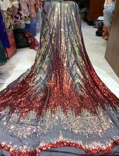 Nigerian french lace fabric with sequins L-6202 Embroidered lace fabric for party dress 2024 - buy cheap