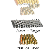 Linkboy-tiro con arco, 12 Uds., 75/100gr, punto de objetivo dorado + inserto de flecha de aluminio para caza y tiro 2024 - compra barato