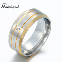 FairLadyHood Новое поступление два цвета 8 мм с цирконом кольцо 316L нержавеющая сталь мужские обручальные кольца для мужчин обручальные ювелирные изделия подарок 2024 - купить недорого