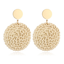 Pendientes de gota redondos bohemios para mujer, aretes de aleación de punto de Battan, colgante grande para fiesta, joyería de verano 2021 2024 - compra barato