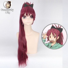 80cm Puella Magi Madoka Magica Sakura Kyouko Auburn Long Straight Cosplay Wig Women Synthetic Hair Wigs With Clip Ponytail 2024 - buy cheap