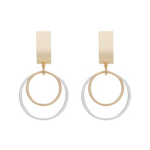 ZWPON 2019 New Minimalist Gold and  Two Circle Earrings for Women Simple Trendy Mixed Metal Earrings Wholesale 2024 - buy cheap