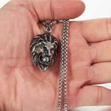 Granny Chic Hot sale Stainless Steel lion head pendant necklace men's punk rock hip hop jewelry Brother gift chain length 60cm 2024 - buy cheap