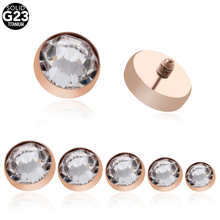 3pcs/lot Titanium Micro Dermal Anchor 3mm 4mm 5mm Top Rose Gold Skin Diver Implants Jewelled Hide Rings Attachment Body Jewelry 2024 - buy cheap