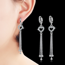 Hollow Heart Zirconia Earrings Fashion Long Tassels  Drop Earring Fashion Wedding Party Accessories Gift for Women Brincos 2024 - buy cheap