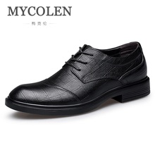 MYCOLEN Homens Vestido de Negócios Sapatos Oxfords Formais Sapatos Masculinos de Couro Genuíno Lace-Up Sapatos Masculinos de Qualidade Da Marca Plus Size calçado 2024 - compre barato